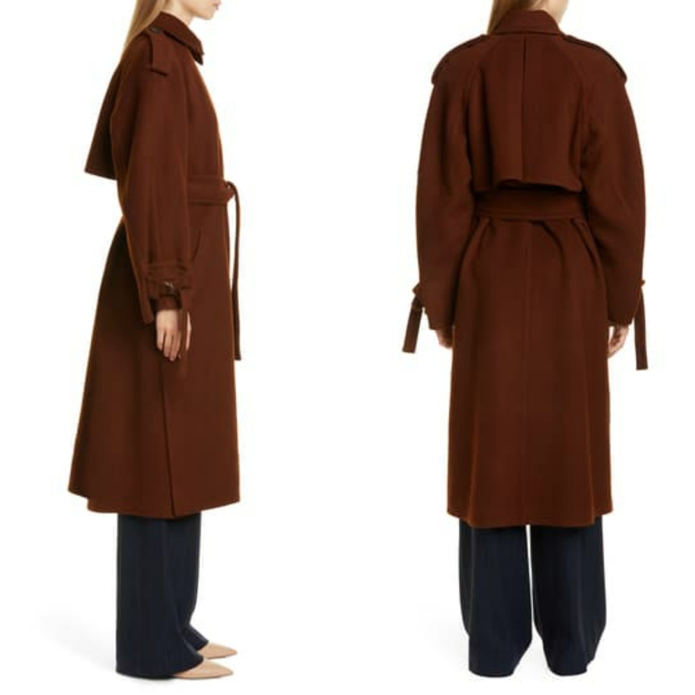Vince Mahogany Wool Trench Coat - Picture 4 of 9